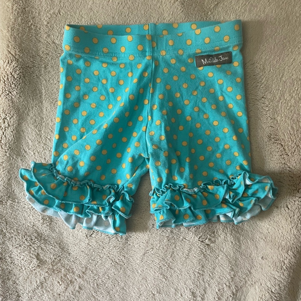 Matilda Jane Teal and Yellow Polka Dot Shorts